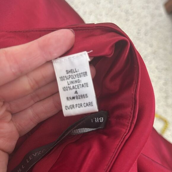 Bill Levkoff floor length red satin skirt 4 cocktail formal - Picture 3 of 6